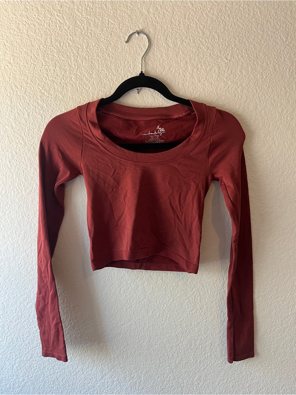 Intimately Free People Long Sleeve Burgundy Crop Top